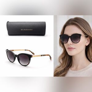 Burberry BE4296 Designer Sunglasses Black Grey Gradient Plaid